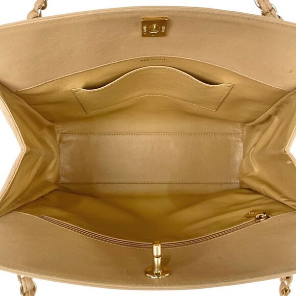 Chanel Coco Mark Chain Tote Matelasse Shoulder Bag Tote Leather Beige Women - Picture 14 of 14